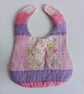 Baby bib, New baby, patchwork, quilted bib, reversible bib, gift for baby girl