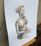 Female Nude Original Watercolour Art Painting  - Image 5