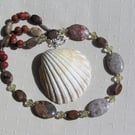 Wonderstone Jasper, Agate, Yellow Citrine & Brown Goldstone Gemstone Necklace