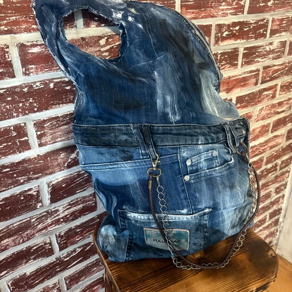 Denim Bag with handle 