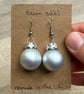 Frosted Silver Plastic Bauble Earrings - Upcycled Festive Jewellery