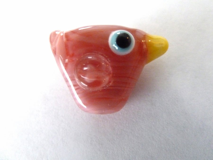 handmade lampwork pink bird bead