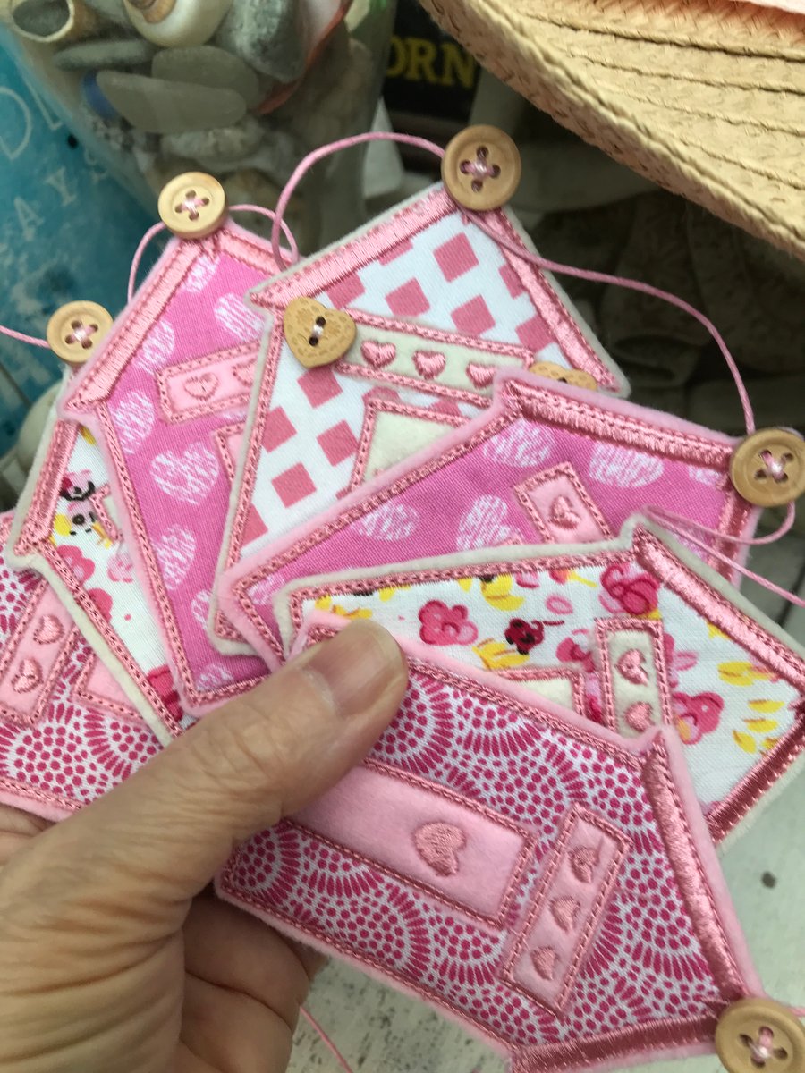 Beach Hut bunting Pink Bunting Beach huts