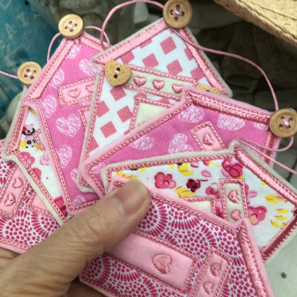 Beach Hut bunting Pink Bunting Beach huts