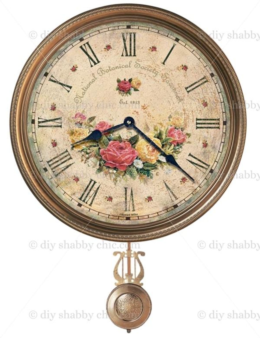 Waterslide Wood Furniture Vintage Image Transfer DIY Shabby Chic Flower Clock