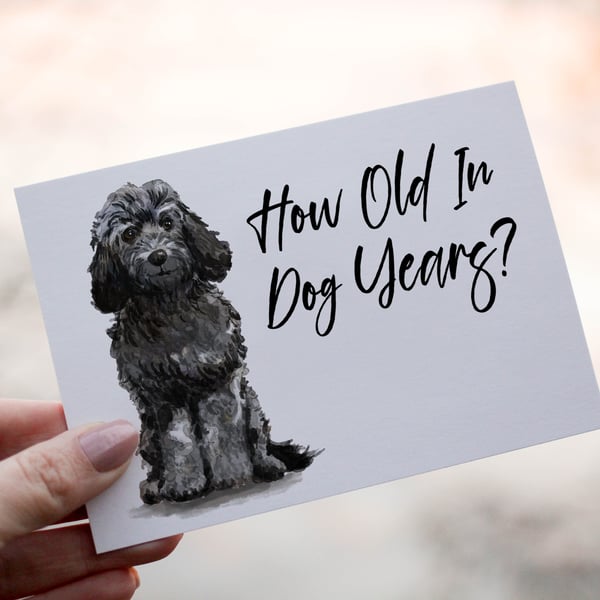 Cockapoo Black Dog Birthday Card, Dog Birthday Card, Personalized Dog Breed