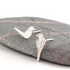 Tiny mis-matched bird stud earrings