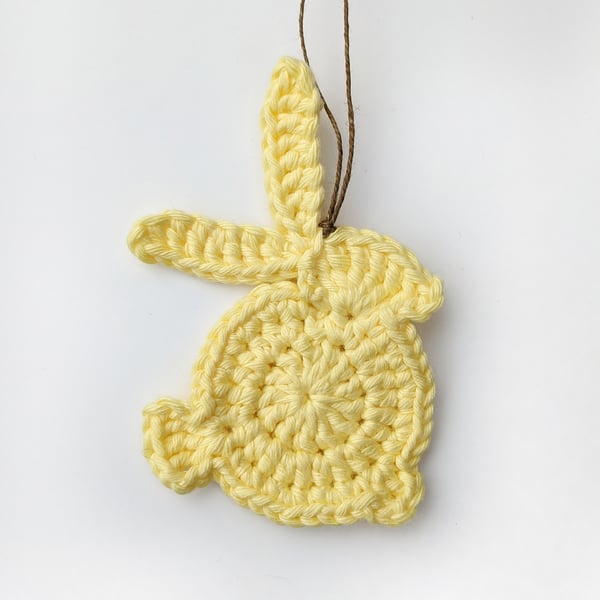 Crochet Bunny Hanging Decoration - Easter Decoration - Pale Yellow