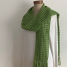 COTTON  and SILK scarf. 'Wayside' . Lightweight , all-seasons. Grass green.