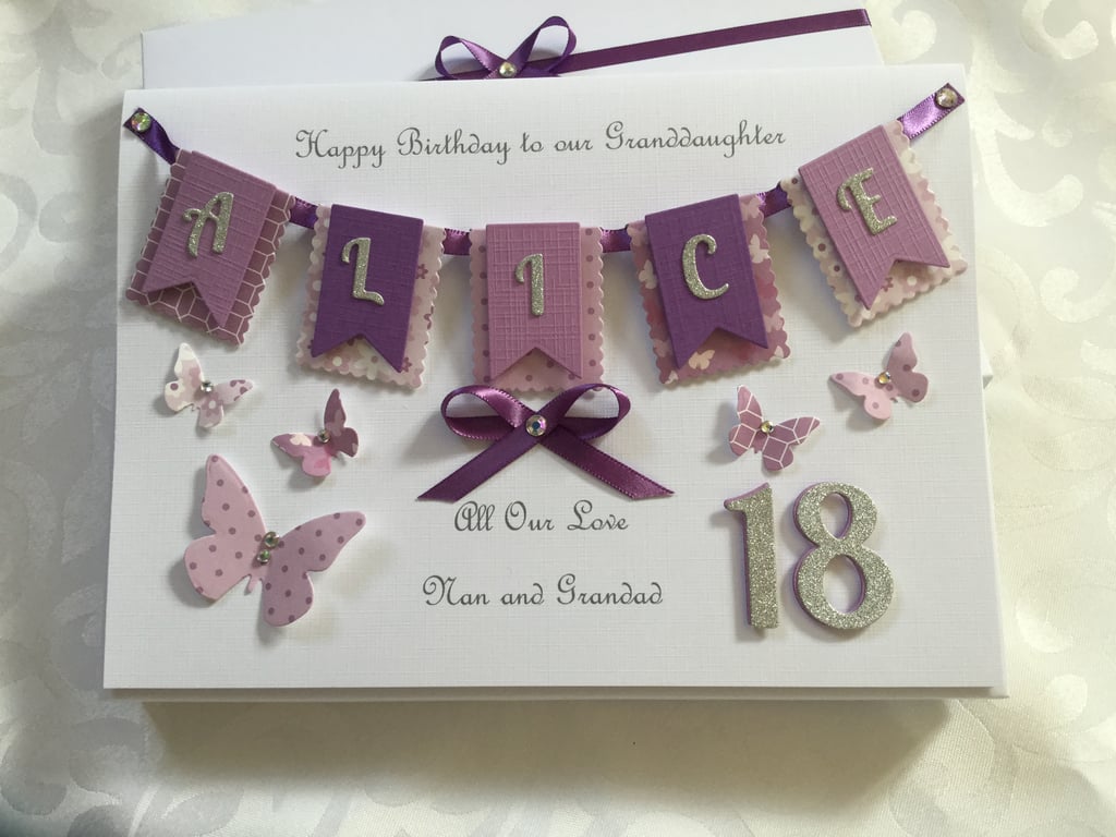 Personalised Handmade Birthday Card Boxed Daughter Granddaughter 18 21 30 40 50