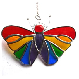 Butterfly Suncatcher Stained Glass Rainbow Handmade 