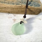 Sea Glass Pendant, Waxed Cotton Cord Necklace, Gift from Scotland