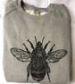 Bee mens unisex light grey raglan sweatshirt organic cotton   - Image 1
