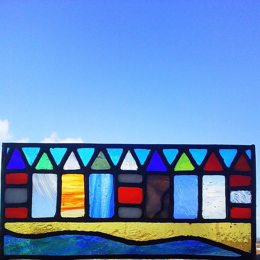 Stained Glass Panel, 9 Tiny Beach Huts