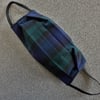 Cotton Face Mask. Black Watch Tartan.. 3 Layers. Washable