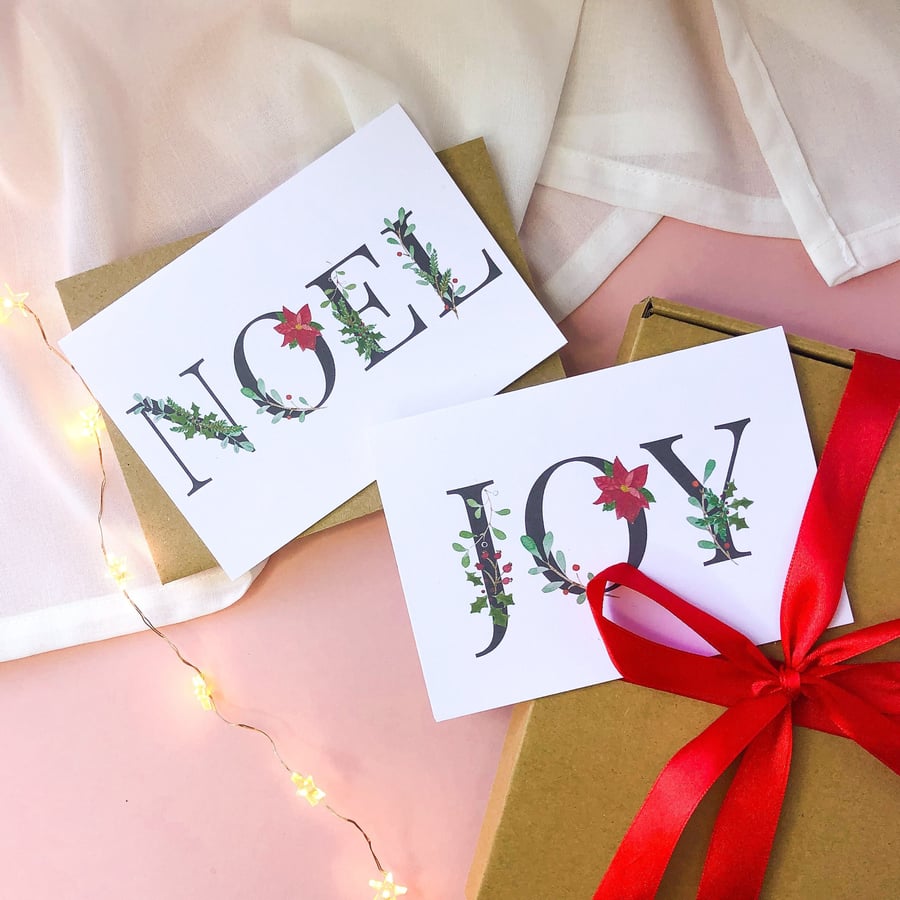 NOEL & JOY Christmas Cards Pack of 2, 4, 6 A6 
