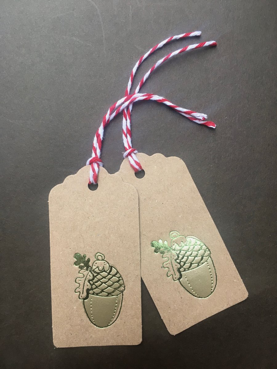 Acorn Motif Christmas Gift Tags x 10