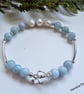 Aquamarine & Freshwater Pearl Designer Bracelet  - Image 1