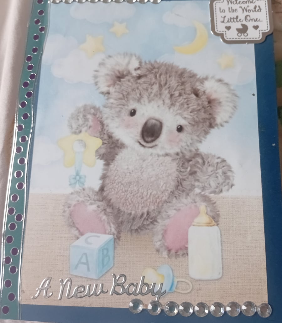 Teddy Bear new Baby greetings card 