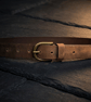 Dark Patina Full Grain Leather Belt Antique Brass Buckle Womens Belt 25mm 1 Inch