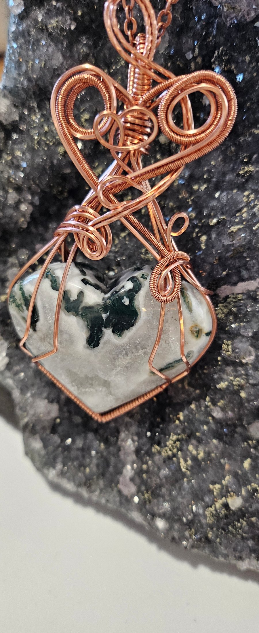 Give Me Your Heart Moss Agate Pendant 