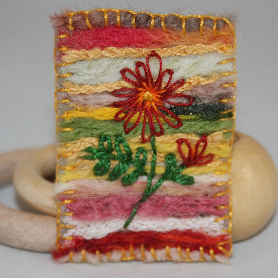 Embroidered Brooch - Red Fantasy Flower