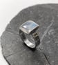 Moonstone oxidised silver and 18ct gold ring U.K. size U - Image 1