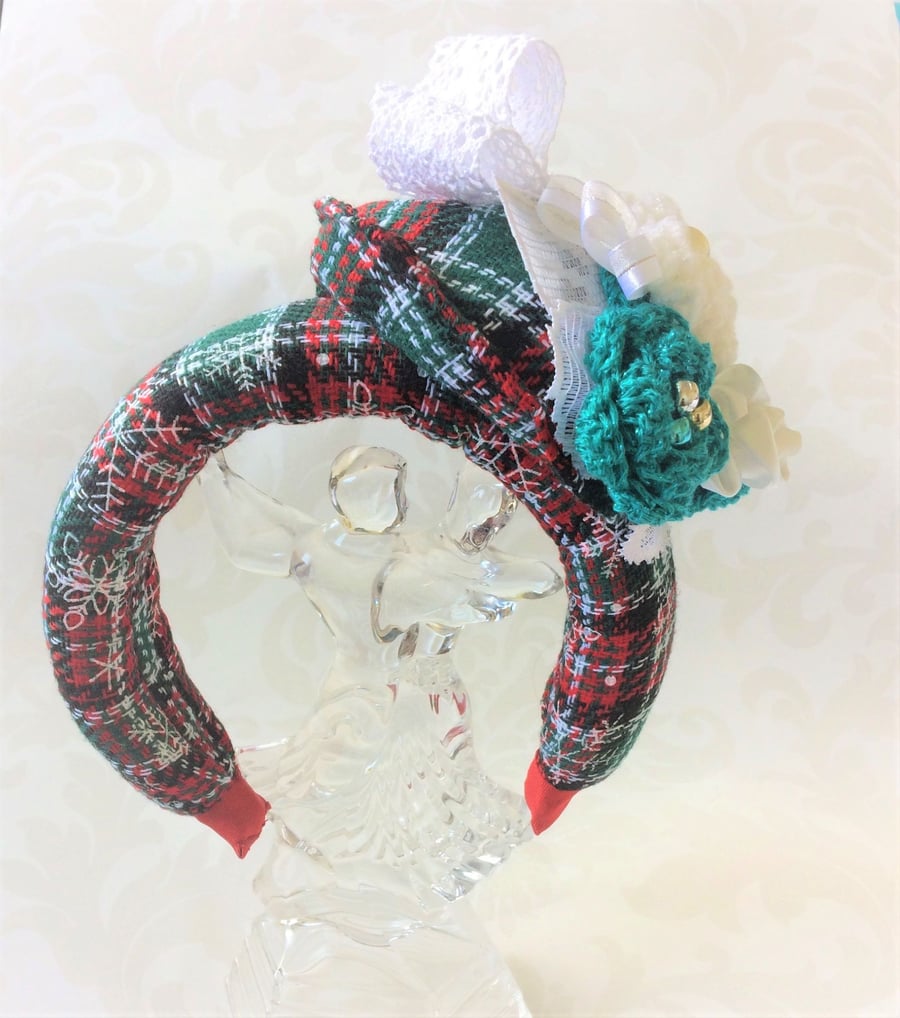 Tartan Headband, fascinator Halo hat Headpiece Wedding Races