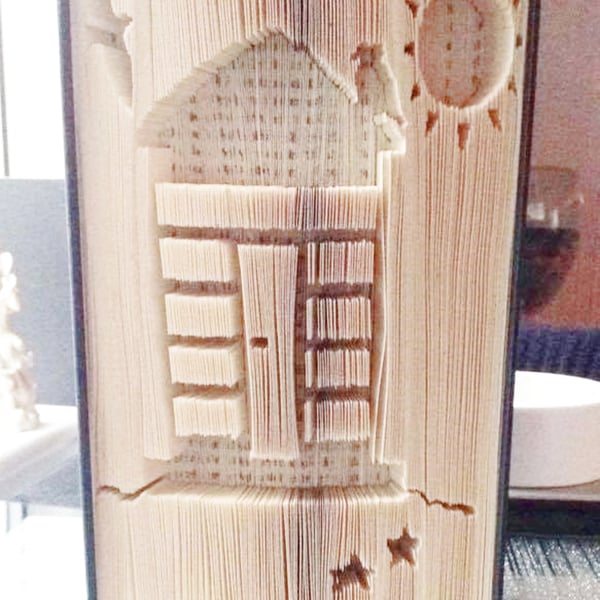 Beach Hut with Seagulls CUT & FOLD Book Folding Pattern - EMAILED PDF PATTERN