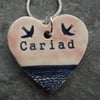 Handmade Ceramic Calon Cariad Heart pendant