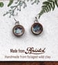 Handmade Ceramic Earrings UK; Speckled Blue Glazed Dangle, Foraged Bristol Clay  - Image 5