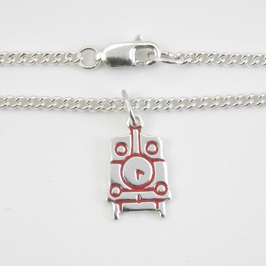 Steam Train Anklet, Silver Railway Jewellery, Handmade Train Gift