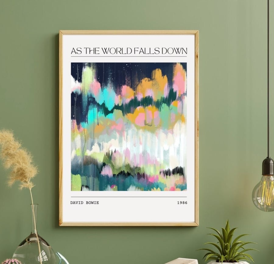 Music Poster Bowie - As The World Falls Down Abstract Song Art Print Painting