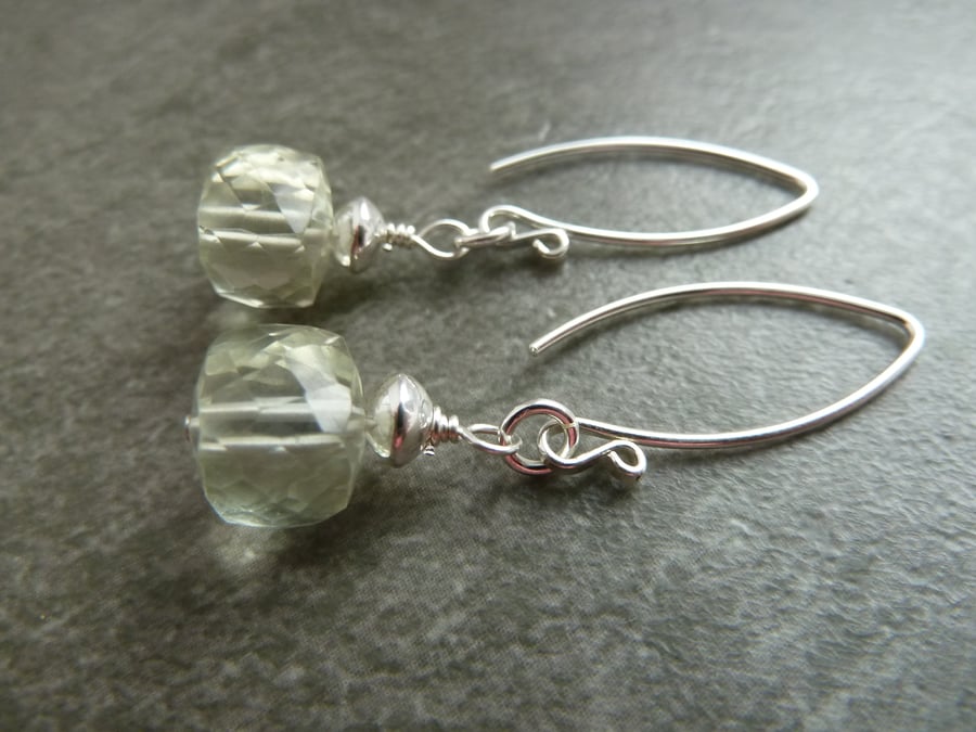 sterling silver earrings, green amethyst gemstones