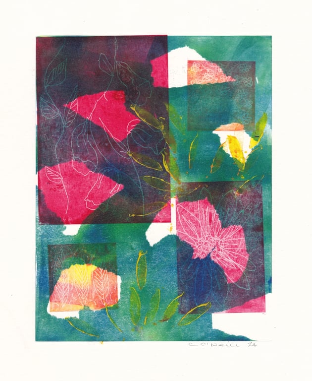 Long Hot Summers - Monoprint colourfull original art