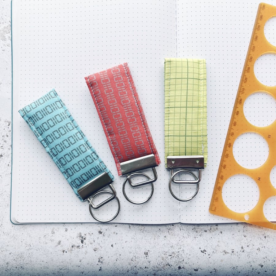 Maths themed key fobs, binary & maths paper fabric keychains, Accountant gift