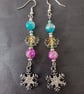Silver frosty themed snowflake charm dangle earrings  - Image 2