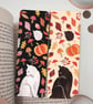 AUTUMN BOOKMARK - Handmade bookmarks - Black cat, white cat and autumn pattern