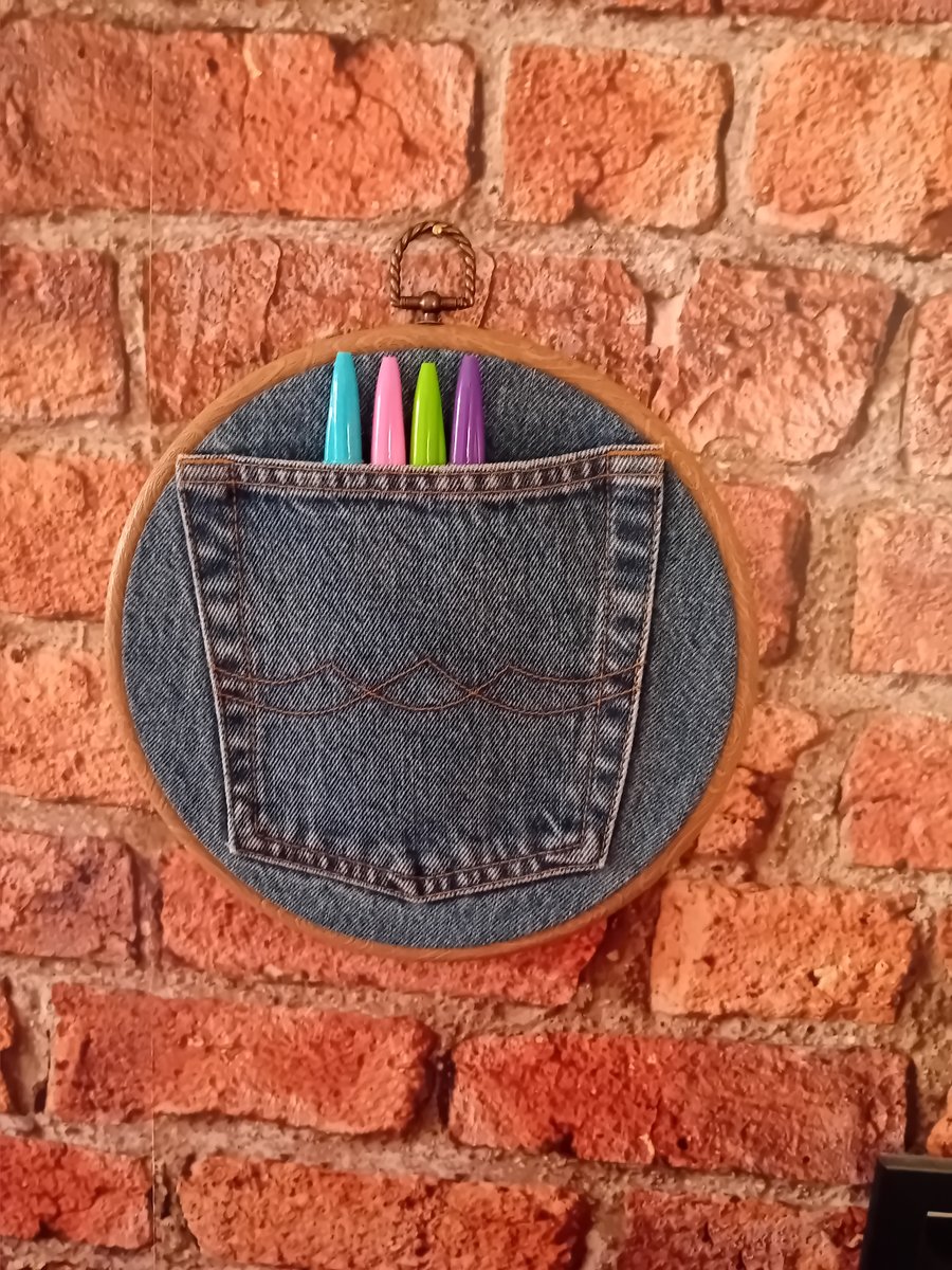 Handmade Denim Pocket Wall Hanging - Medium