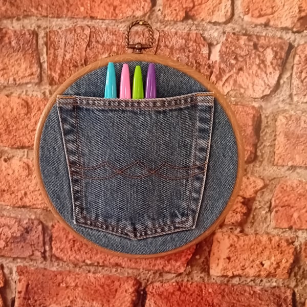 Handmade Denim Pocket Wall Hanging - Medium