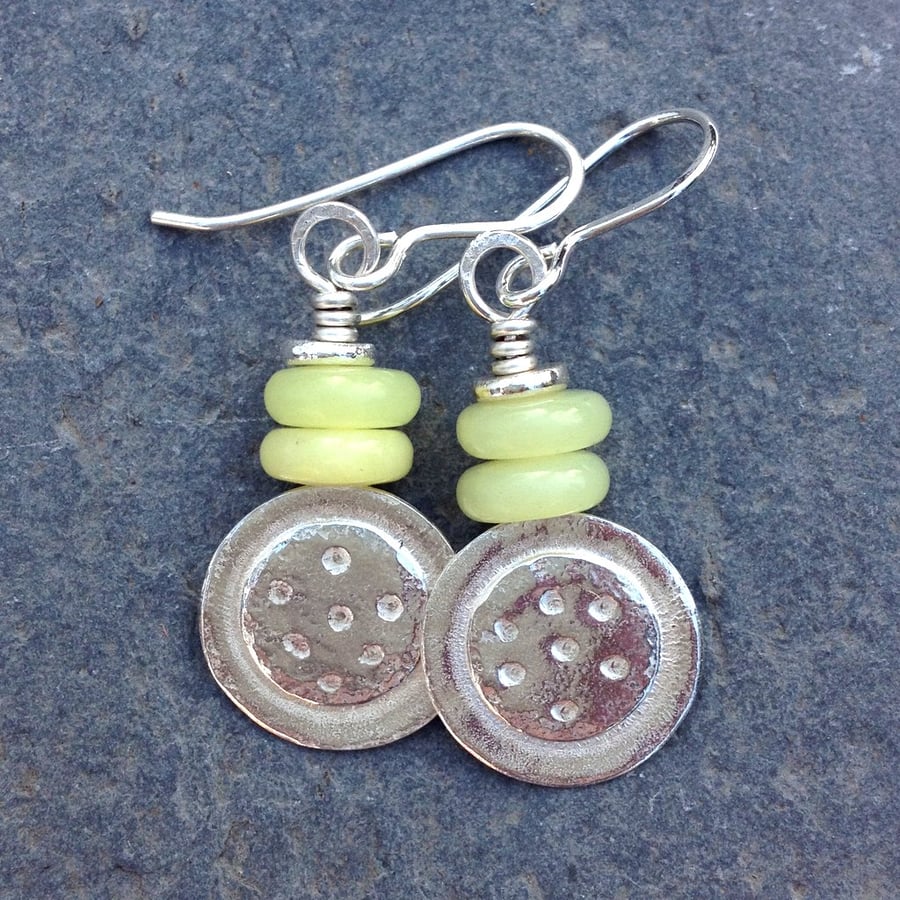 Silver and jade Dotty earrings
