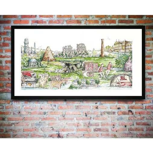 Rotherham Townscape (No.1) Yorkshire, England, Original Illustration, Historical