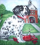 A Dalmation pup outside a fire station  cushion - Image 2