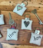 Keyring, Home & heart keyring, New home, Embroidered linen & lavender - Image 5