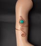 Copper Spiral Arm Cuff with Turquoise Stone — Adjustable Upper Arm Bracelet  - Image 2