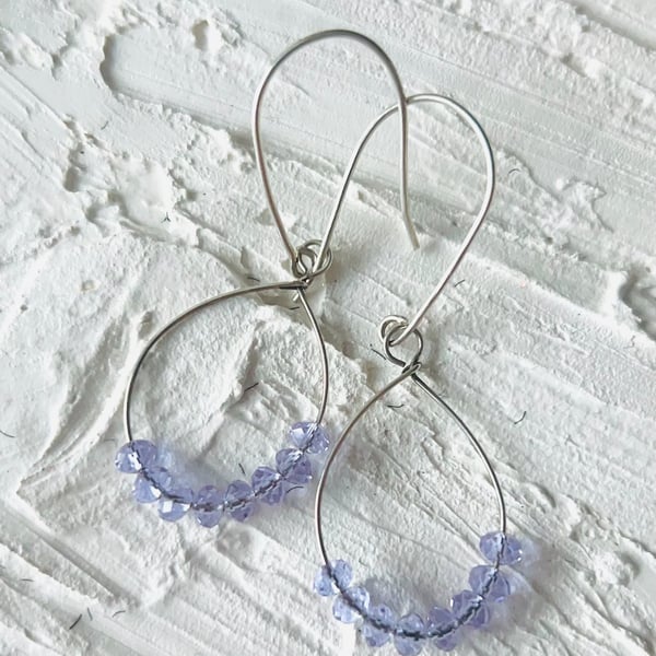 Silver Earring Lavender Crystal
