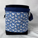 Large Cotton Canvas Drawstring Project Bag Black & Blue Hens