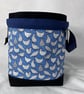 Large Cotton Canvas Drawstring Project Bag Black & Blue Hens