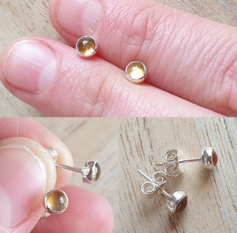 Sterling silver citrine stud earrings