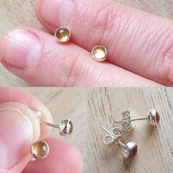 Sterling silver citrine stud earrings